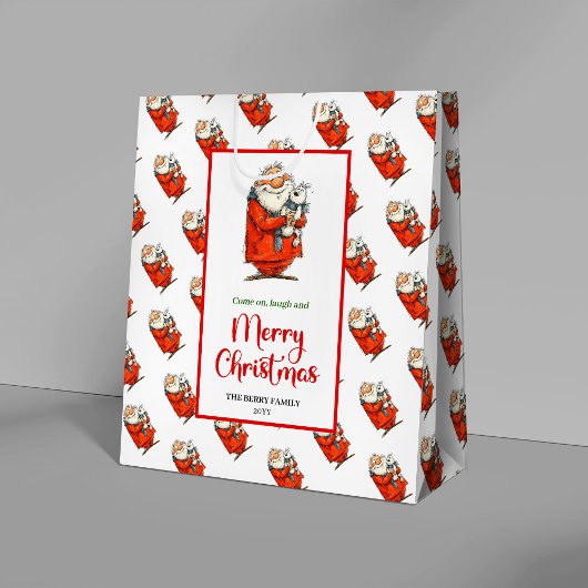 Modern quirky Santa playful festive celebration Medium Cadeauzakje