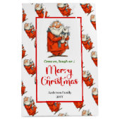 Modern quirky Santa playful festive celebration Medium Cadeauzakje (Voorkant)