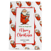 Modern quirky Santa playful festive celebration Medium Cadeauzakje (Achterkant)