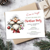 Modern Quirky Santa Watercolor Christmas Invite Kaart