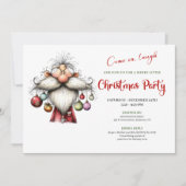 Modern Quirky Santa Watercolor Christmas Invite Kaart (Voorkant)