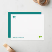 Modern Quotable Tea Green Minimalist Typografie Notitiekaartje (Voorkant / Achterkant in situ)