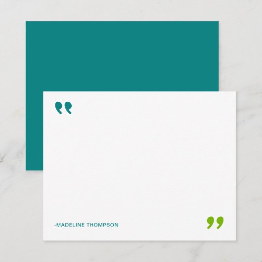 Modern Quotable Tea Green Minimalist Typografie Notitiekaartje (Voorkant / Achterkant)