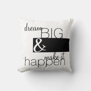 Modern Quote Kussen Droom Groot Vet Zwart-Wit