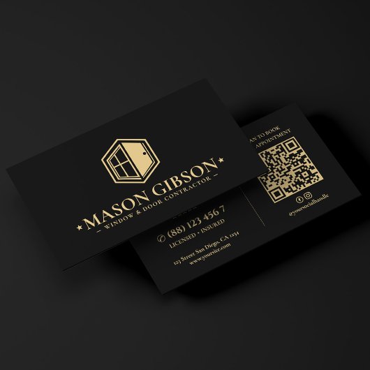 Modern raamdeur aannemer logo zwart visitekaartje