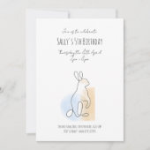 Modern Rabbit line-tekening verjaardagsuitnodiging Kaart (Voorkant)
