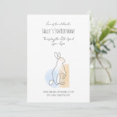 Modern Rabbit line-tekening verjaardagsuitnodiging Kaart (Staand voorkant)