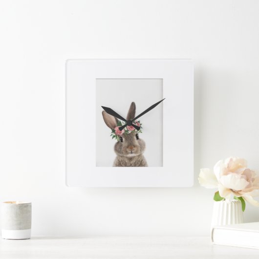 "Modern Rabbit Wall Clock Vierkante Klok (Huis)
