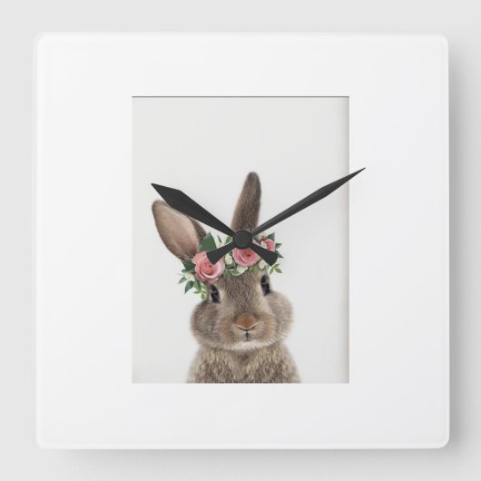 "Modern Rabbit Wall Clock Vierkante Klok (Voorkant)