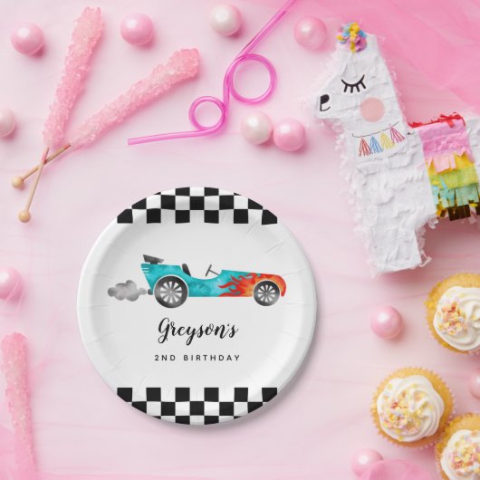 Modern Race Car Boy Birthday Party Paper Bord (Feest)