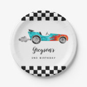 Modern Race Car Boy Birthday Party Paper Bord (Voorkant)