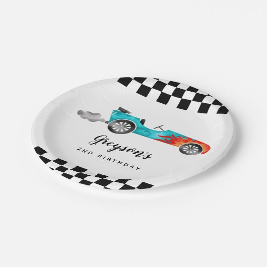 Modern Race Car Boy Birthday Party Paper Bord (Gekanteld)