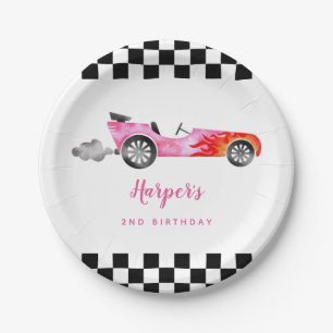 Modern Race Car Girl Birthday Party  Papieren Bordje