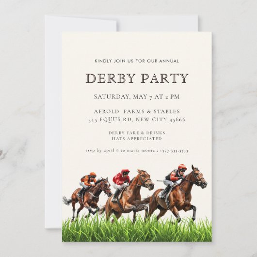 Modern Race Horse Derby Party Equestrian  Invitati Kaart (Voorkant)