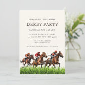 Modern Race Horse Derby Party Equestrian  Invitati Kaart (Staand voorkant)