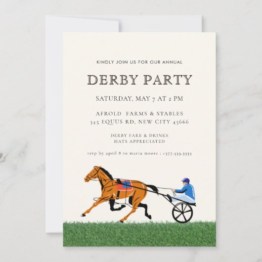 Modern Race Horse Derby Party Equestrian  Kaart (Voorkant)