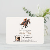 Modern Race Horse Derby Party Equestrian Kaart (Staand voorkant)