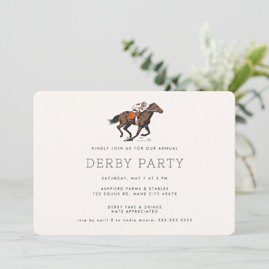 Modern Race Horse Derby Party Equestrian Kaart (Staand voorkant)