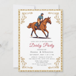 Modern Race Horse Derby Party Equestrian Kaart