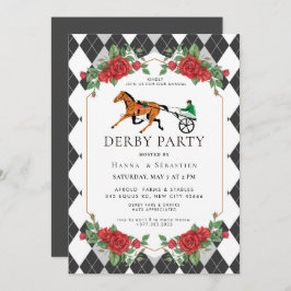 Modern Race Horse Derby Party Equestrian Kaart