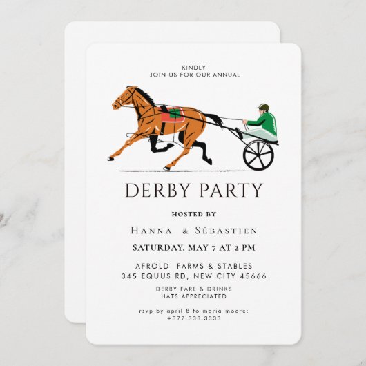 Modern Race Horse Derby Party Equestrian  Kaart (Voorkant / Achterkant)