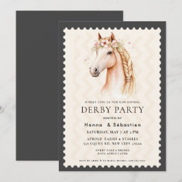 Modern Race Horse Derby Party Equestrian Kaart