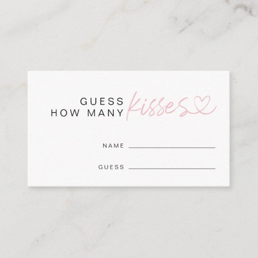 Modern raden hoeveel kisses Vrijgezellenfeest spel Informatiekaartje (Voorkant)