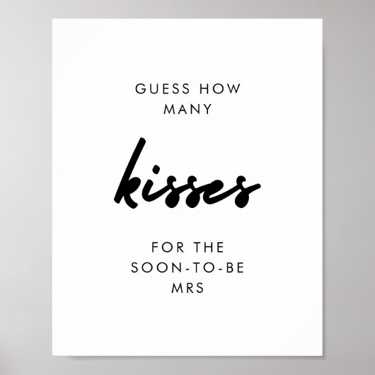 Modern raden hoeveel kisses Vrijgezellenfeest spel Poster (Voorkant)
