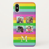 Modern Rainbow 4-fotoscriptnaam Monogram Case-Mate iPhone Case (Achterkant)