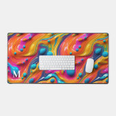 Modern Rainbow Abstract Paint Monogram Bureaumat (Keyboard & Muis)