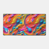 Modern Rainbow Abstract Paint Monogram Bureaumat (Voorkant)