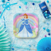 Modern Rainbow and Disney Princess Birthday Papieren Bordje (Feest)