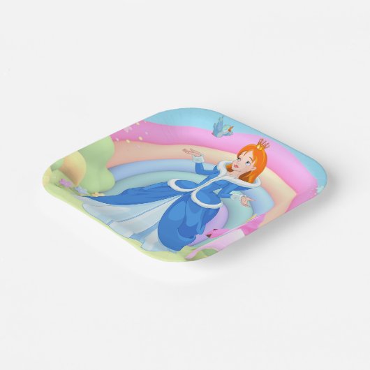 Modern Rainbow and Disney Princess Birthday Papieren Bordje (Gebogen)