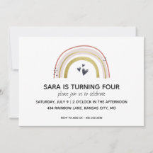 Modern Rainbow Birthday Invitation