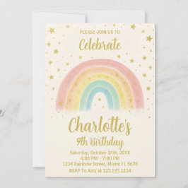 Modern Rainbow Birthday Invitation Kaart