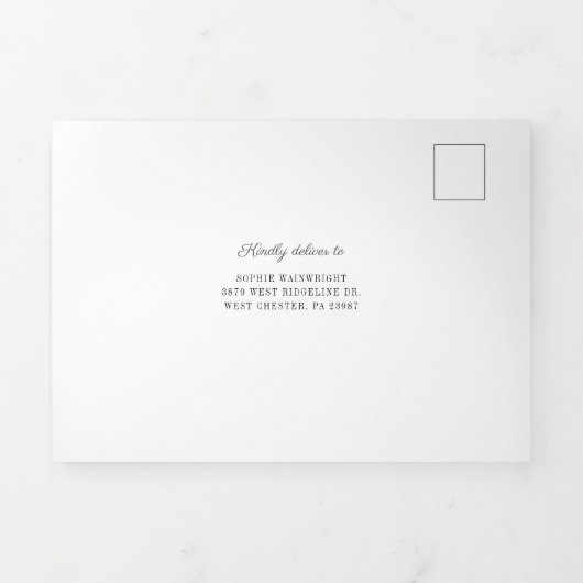 Modern Rainbow Boho Script Chic Baby shower Drieluik Uitnodiging (Cover)