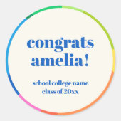 Modern Rainbow Custom Graduation Congratulations Ronde Sticker (Voorkant)