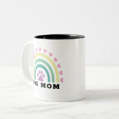 Modern Rainbow Dog Mom Monogram Tweekleurige Koffiemok (Voorkant links)