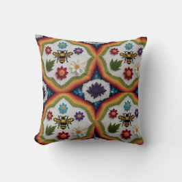 Modern Rainbow Fair Isle Knit Pattern Throw Pillow Kussen