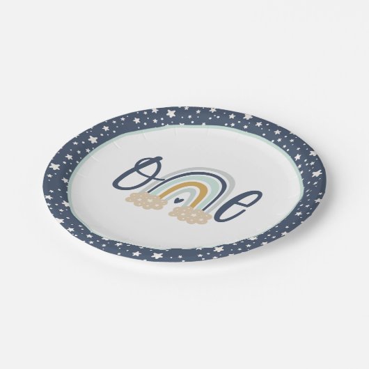 Modern Rainbow First Birthday Bord - Boy NB (Gekanteld)