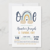 Modern Rainbow First Birthday Invitation - Boy LB Kaart (Voorkant)