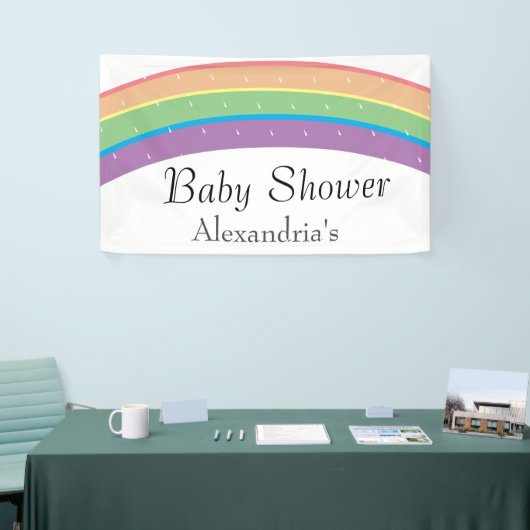 Modern Rainbow Gender Neutraal Baby shower Spandoek (Beurs)