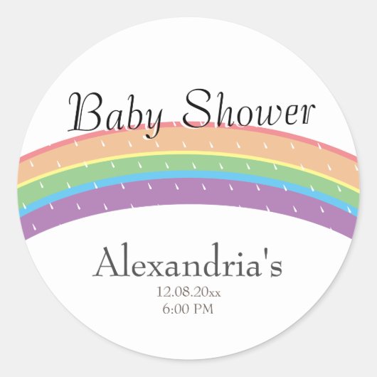 Modern Rainbow Gender Neutral Baby Ronde Sticker (Voorkant)