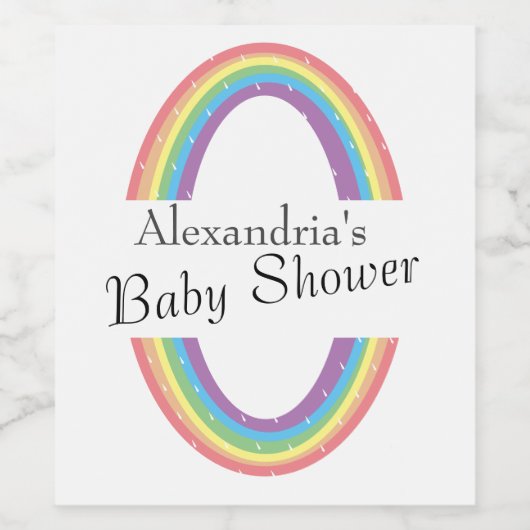 Modern Rainbow Gender Neutral Baby Wijn Etiket (Enkel label)