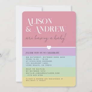 Modern Rainbow Gender Neutral Couple's Baby shower Kaart