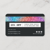 Modern Rainbow Glitter Black Haarstylist VIP Kortingskaartje (Achterkant)