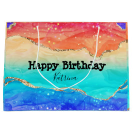 Modern Rainbow Glitter  Groot Cadeauzakje