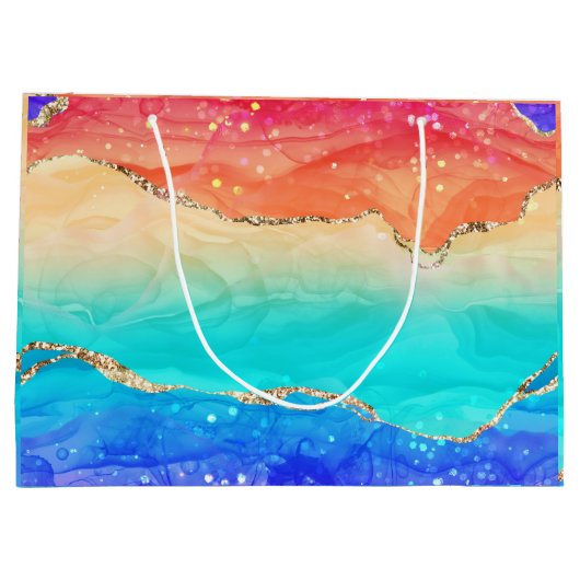 Modern Rainbow Glitter Groot Cadeauzakje (Achterkant)