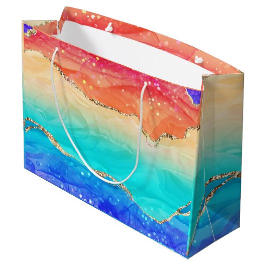 Modern Rainbow Glitter Groot Cadeauzakje (Achterkant Gekanteld)