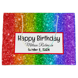 Modern Rainbow Glitter Happy Birthday Groot Cadeauzakje